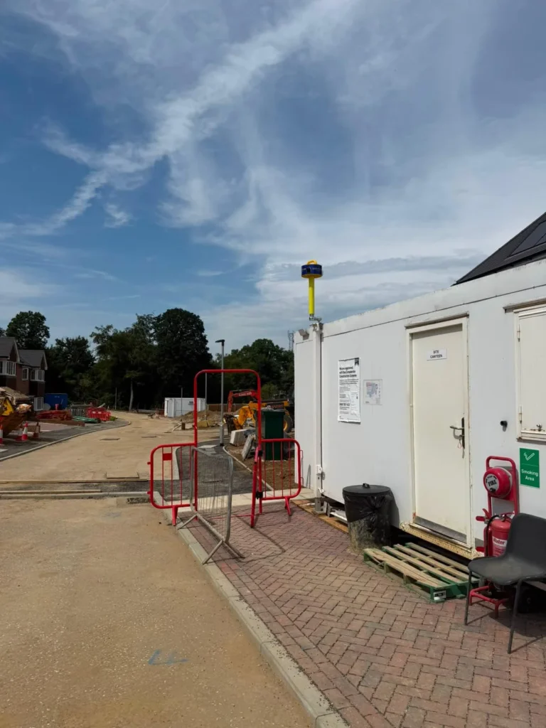 Safety Eye CCTV bollard monitoring the site canteen and entrance of a housing development