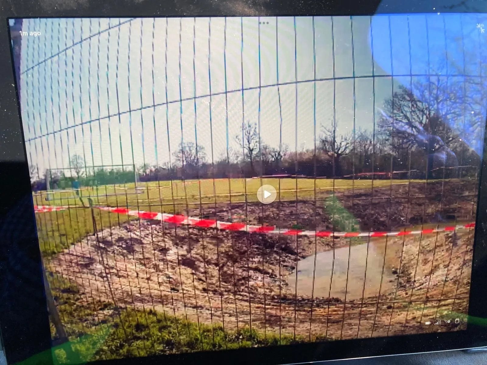 Safety Eye live site camera feed viewed on tablet screen showing real-time construction site monitoring